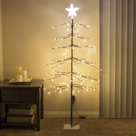 Best Choice Products 5Ft 144L LED Fir Snow Tree Lights W/ Star Tree Topper Home Christmas Festival Party, Warm (Best Led Christmas Lights 2019)