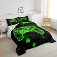 thumbnail image 4 of Erosebridal Gaming Bedding Sets Twin, Gamer Comforter Video Game Console Comforter Set For Teen Men Room Decor,Reversible Geometric Gamepad Bed Set Green Black 1 Pillow Case, 4 of 7