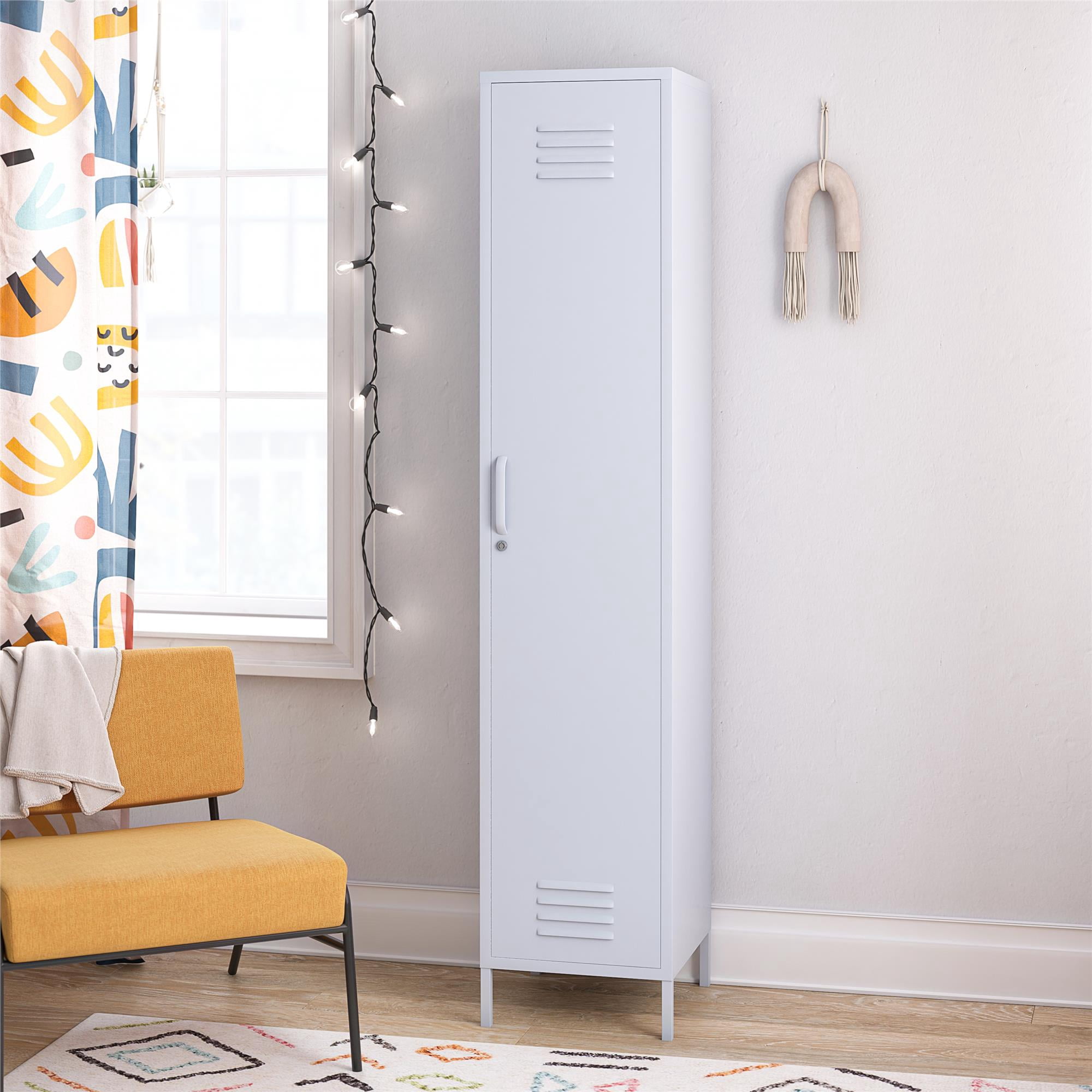 Novogratz Cache 1-Door Tall Single Metal Locker Style Storage Cabinet, Powder Blue