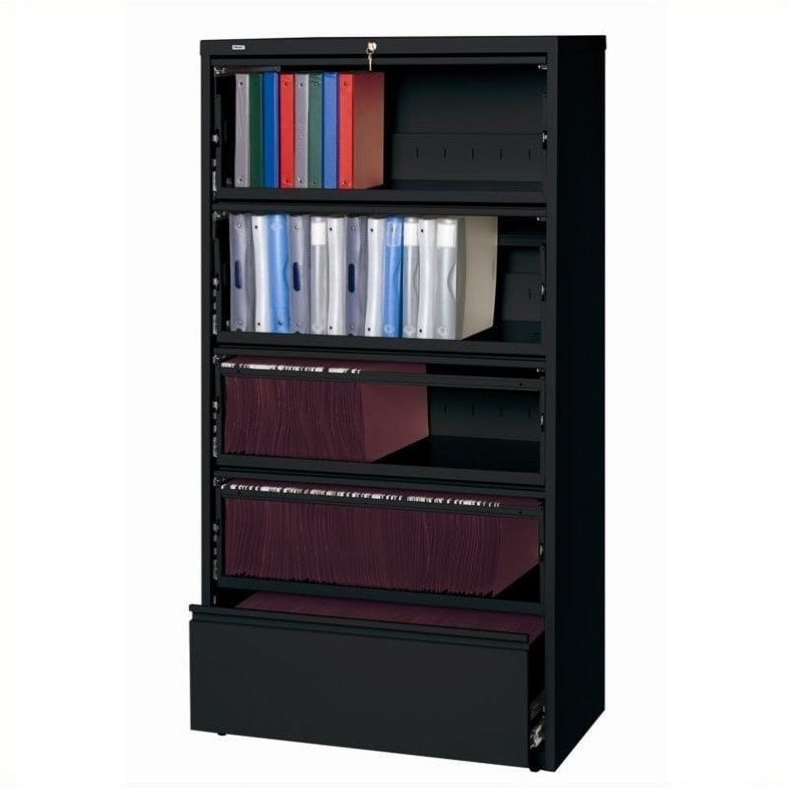 Scranton & Co 36" 5-Drawer Contemporary Metal Lateral File Cabinet in Black - image 2 of 2