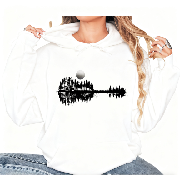 White Moon Lake Reflection Forest Graphic Sweatshirt Print hoodie womens S-2XL for Daily Wear Tops