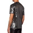 thumbnail image 3 of INSPIRE CHIC Shiny Tops for Men's Crew Neck Short Sleeves Metallic Party T-Shirts Silver 2XL, 3 of 4