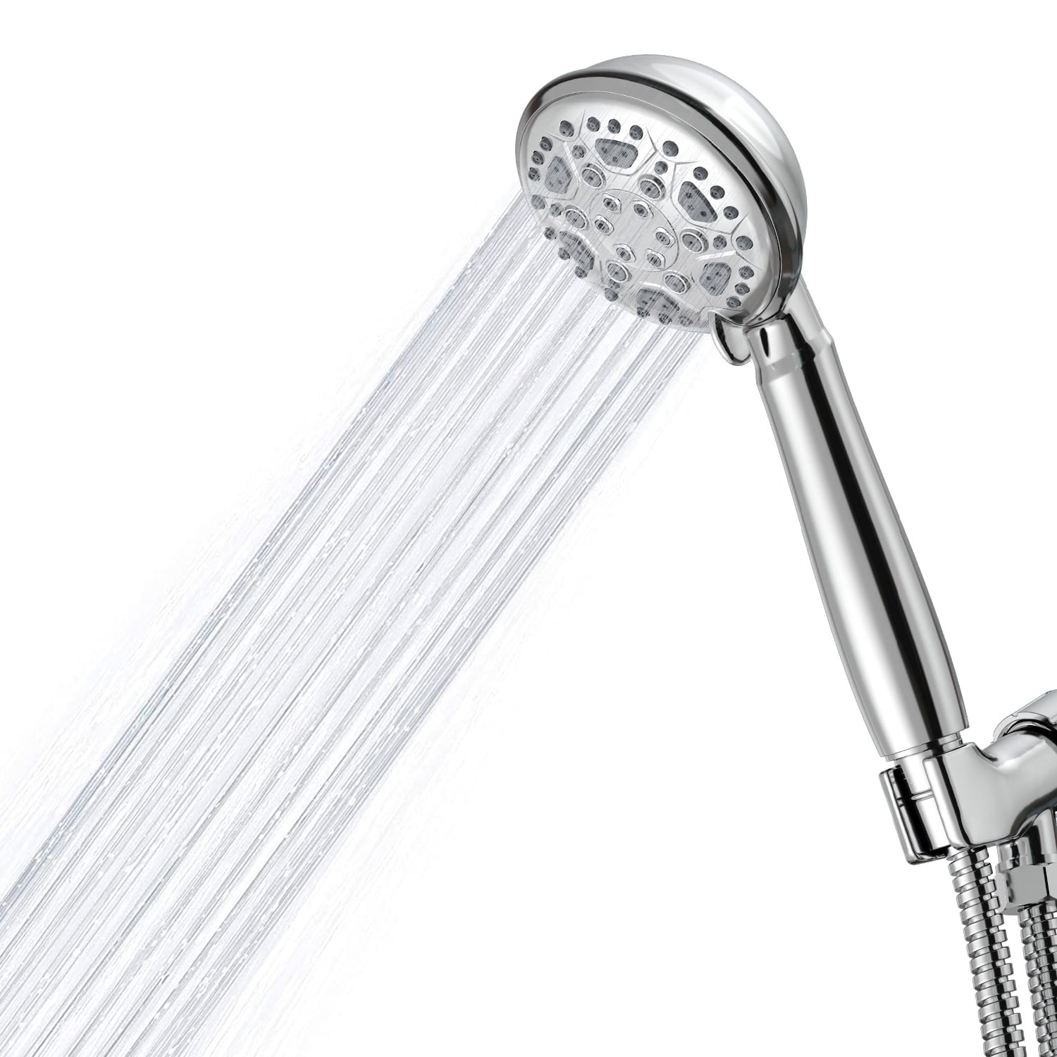 6 Settings Handheld Shower Head with Hose, Polished Chrome