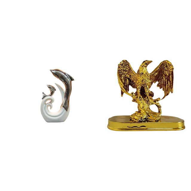 Escultura Moderna Abstracta De Un Delfín Y Otros Animales En Cerámica, Ideal Para La Oficina, La Sala De Estar, La Mesa De Centro, La Chimenea O Como Adorno Decorativo Para El Hogar.