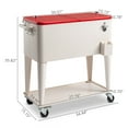 thumbnail image 5 of 80 Quart Rolling Cooler Cart with Swivel Wheels, Portable Outdoor Ice Chest with Bottle Opener and Bottom Storage Tray for Patio Party, Picnic, BBQ, Camping, Red & White Box, 5 of 9