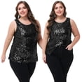 thumbnail image 5 of Womens Plus Size Sleeveless Sequin Tops Sparkle Shine Tank Top, 5 of 7