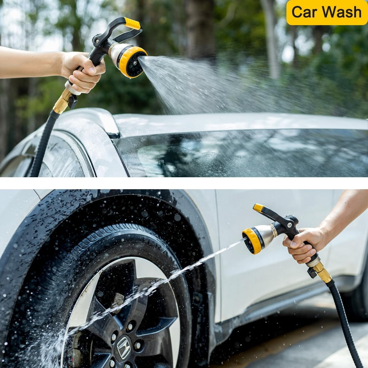 FANHAO High Pressure Fireman's Water Hose Nozzle, Metal Watering Nozzle 8 Spray Patterns for Garden