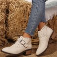 thumbnail image 6 of Xfvqtps Buckle Strap Ankle Boots for Women Chunky Heel Pointed Toe Chelsea Boots with Studded Accents Slip on Comfortable Fashion Winter Shoes, 6 of 9