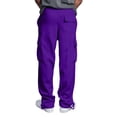 thumbnail image 5 of Nestiefly Men's Cargo Sweatpants Casual Fleece Joggers Loose Fit Open Bottom Athletic Pants with Pockets Purple 3XL, 5 of 8