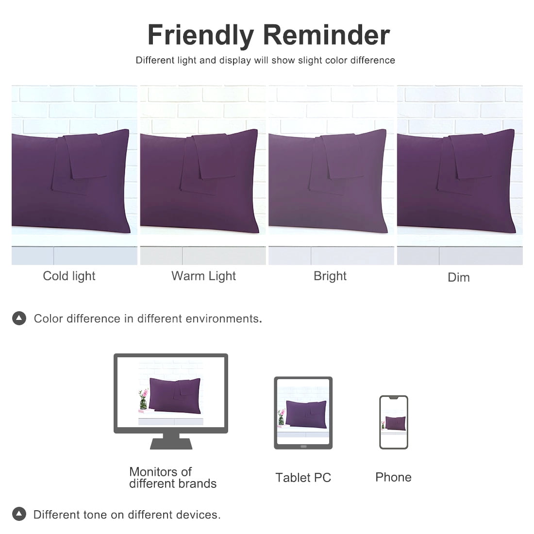 Unique Bargains 2 Pack 300TC Cotton Solid Pillowcases Purple 20" x 36"