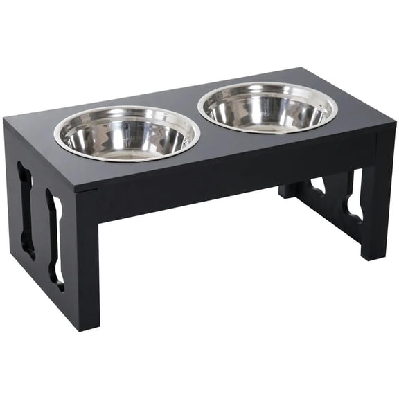 Resenkos Dog Bowls Holder,Dog Food Bowls,23" Heavy Duty Pet Food Bowl Elevated Feeding Station - Black