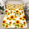 thumbnail image 2 of Manfei Retro Rustic Sunflower Twin Sheet Sets,Country Flower Floral Twin Fitted Sheet,Yellow Beige Green Flat Sheet For Men Women,Luxury Bedroom Decor,3pcs, 2 of 7