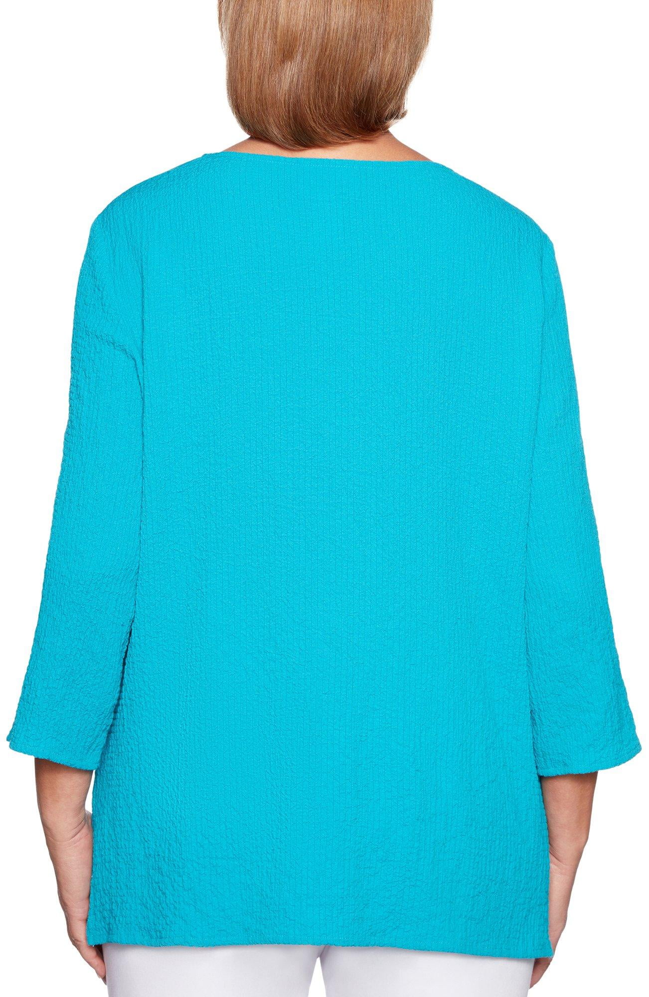 Alfred Dunner Womens Martinique Bubble Gauze Tunic Top