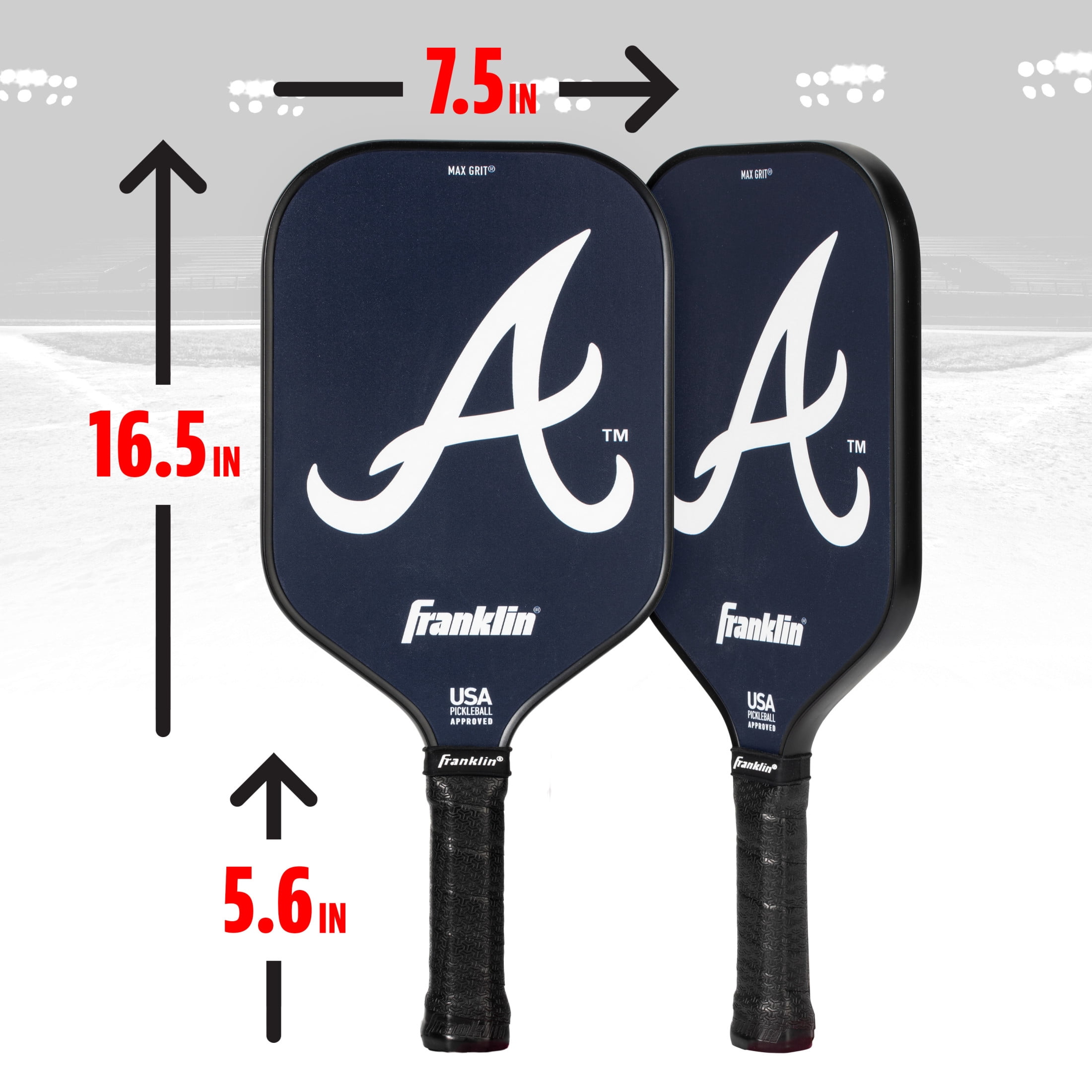 Franklin Sports MLB Atlanta Braves Pickleball Paddle - Official MLB Team Pickleball Paddles - USAP (USAPA) Approved Premium Quality Pickleball Paddles - Authentic Team Logos + Colors
