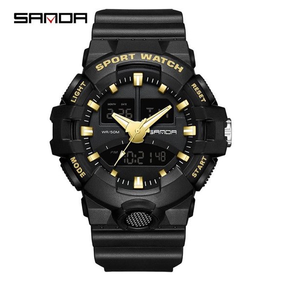 EXPLOJOY Men's Dual-Display Sport Watch – Waterproof, Digital Interface, Alarm & Calendar Functions