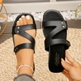 thumbnail image 6 of ShiShine Womens Flat Slide Sandals Cross Strap Comfortable Wide Width Casual Walking Beach Summer Slip On Sandals, 6 of 9