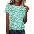 thumbnail image 1 of Hauts d'Été pour Femmes DYTTDG T-shirt Mode Floral Grande Taille Col Rond Manches Courtes Tee-Shirt Décontracté Ample Hauts pour Femmes Liquidation Moins de 10 Multicolore,TTTG, 1 of 5