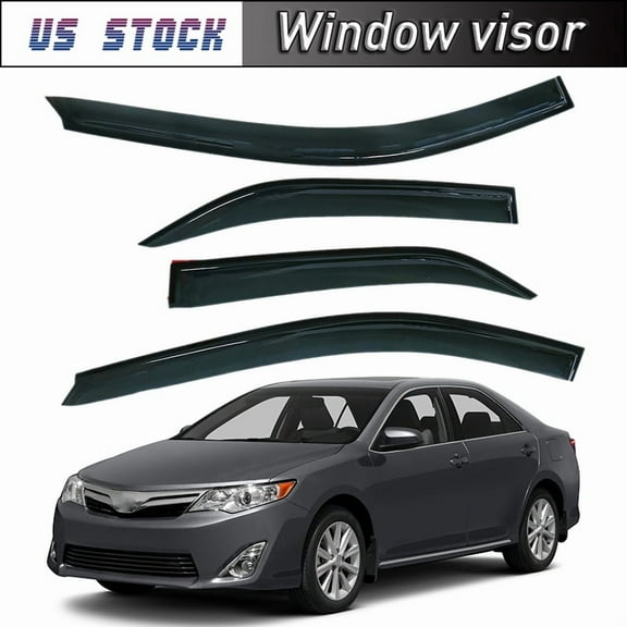 POSSBAY 4x Window Visors Vent Rain Guard Sun Shade Deflector For Toyota Camry 2012-2014