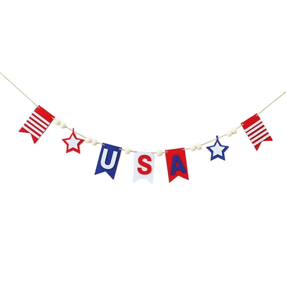 4Th of July Decorations, Binkne Rustic Patriotic Banner Red White Blue Stars Bunting Garland for President Day 4Th of July Party Supplies Patriotic Hanging Decor
