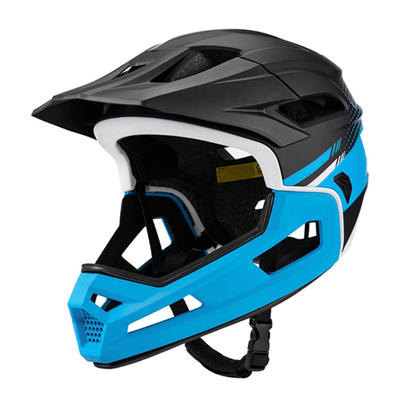 DimyFew Bicycle helmet, full face helmet, bicycle helmet with removable padding, for men Blue Black