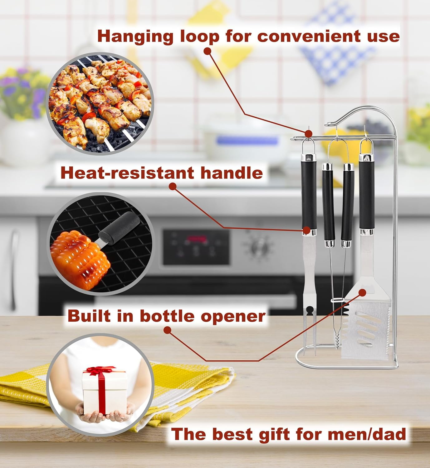 ROMANTICIST 20pcs Professional BBQ Accessories Set - Heavy-Duty Stainless Steel Grill Tool Kit, Perfect Holiday Gift for Christmas & Fall & Winter Grilling, Camping & Family Gatherings