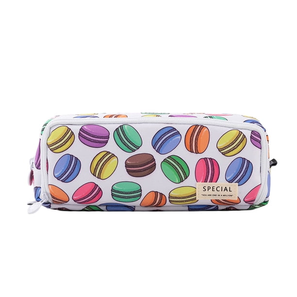 Inteprter Estuche para lápices de fácil acceso con gran apertura y red para herramientas pequeñas - Duradero para lápices Poliéster Patrón cartulina Macaron