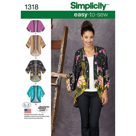 Jacket Simplicity Pattern - Simplicity Creative Patterns 1318 Misses' Kimono Jackets Sewing Patterns, Size A (XXS-XS-S-M-L-XL-XXL), Made in the United States Ship from US