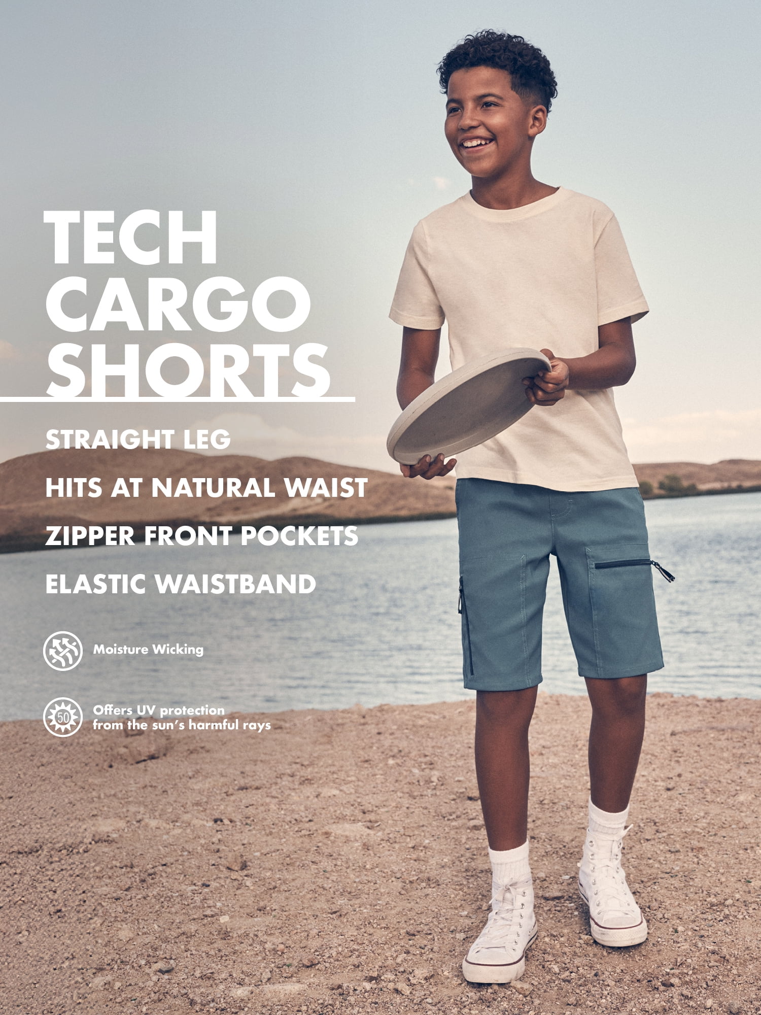 Wrangler® Boy's Tech Cargo Shorts with Screen Cleaner, Sizes XS-2XL & Husky