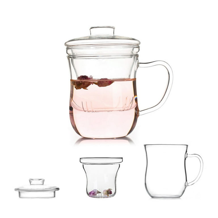 Coffee Cups Tea Infuser Heat Resistant Glass Teapot for 15W Cup