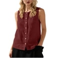 thumbnail image 2 of Roncen Womens Cotton Linen Suit Vest Summer Casual Sleeveless Button Down Tank Tops Fashion Work Waistcoat, 2 of 6
