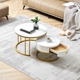 thumbnail image 2 of Coffee Table Nesting Set of 2, Circular Sintered Stone Marble Entable, for Living Room Bedroom Apartment Modern Industrial Simple Nightstand(Gold), 2 of 6