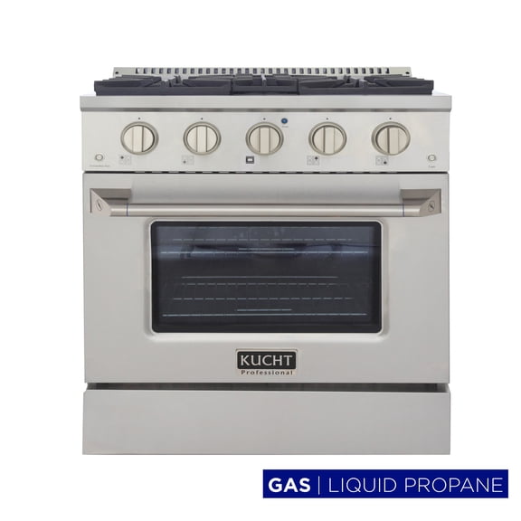 Kucht Professional 30" Stainless Steel Propane Gas Range with Knobs in Silver