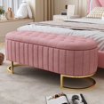 thumbnail image 1 of MODERNLUXE Banc Ottoman de Rangement Rembourré en Velours, Banc de Bout de Lit avec Pattes en Métal, Coffre de Rangement pour Chambre, Salon, Entrée, Rose, 1 of 8