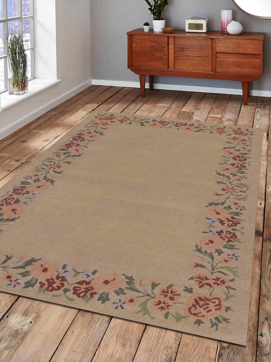 Rugsotic Carpets Hand Tufted Wool 10'x13' Area Rug Floral Cream