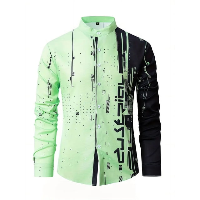 Camisa de fiesta informal de moda con cuello alto nueva para hombre, camisa 3D suave, cómoda y elegante a la moda
