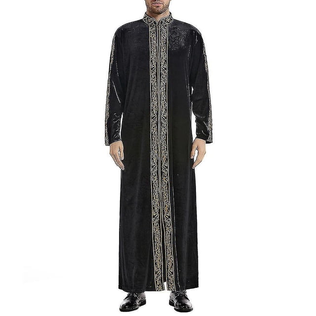 Hombres Kaftan Manga Thobe Jubba S Túnica árabe Ropa islámica -yoguS