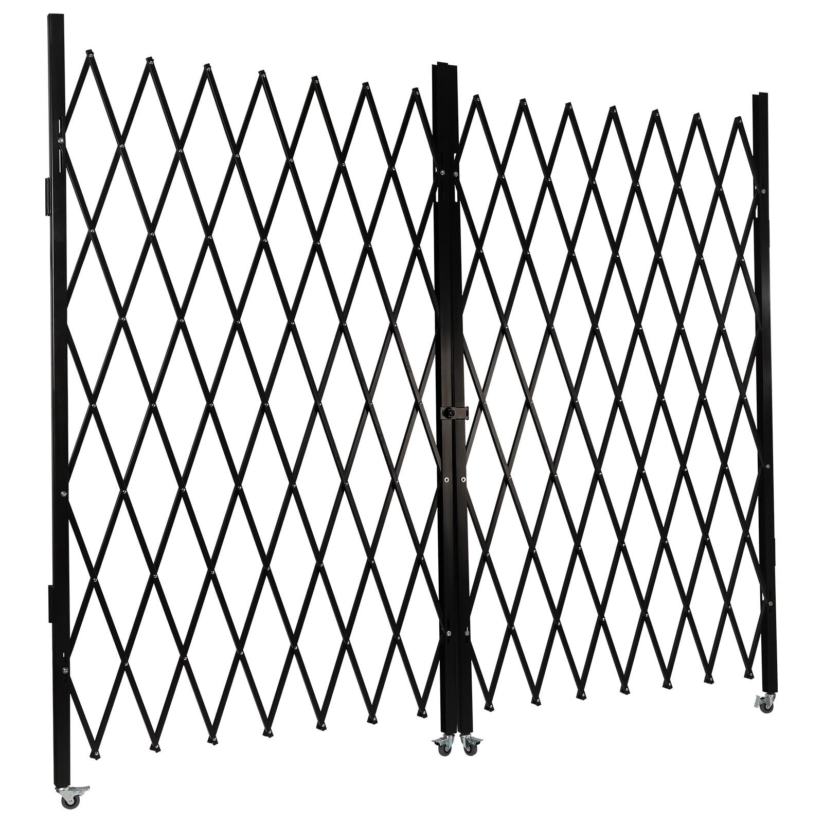 Miumaeov Folding Security Gate 6-1/2"H x 12" W Double Folding Door Wall Gate with 4 Universal Wheels