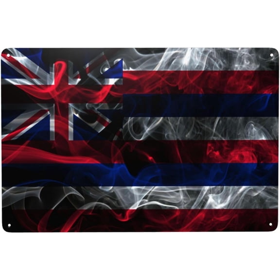 Smoke Flag Of Hawaii Tin Signs 8x12 Inch Funny Vintage Metal Sign Man Cave Decor Garage Wall Decor