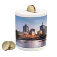 thumbnail image 1 of City Piggy Bank, Early Morning Scenery in Melbourne Australia Famous Yarra River Scenic, Ceramic Coin Bank Money Box for Cash Saving, 3.6" X 3.2", Orange Green Pale Blue, by Ambesonne, 1 of 4