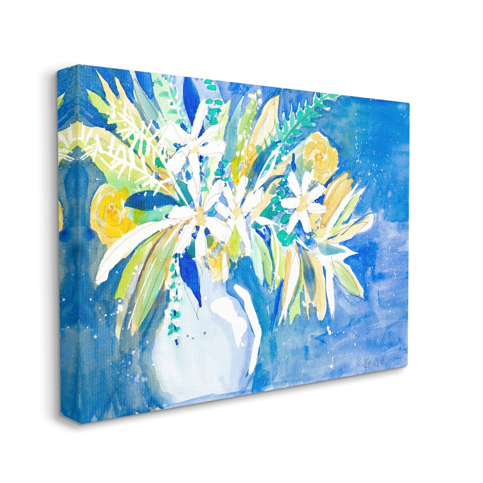 Stupell Industries Yellow Daisy Rose Bouquet Modern Abstract Painting,40 x 30, Design by Krinlox