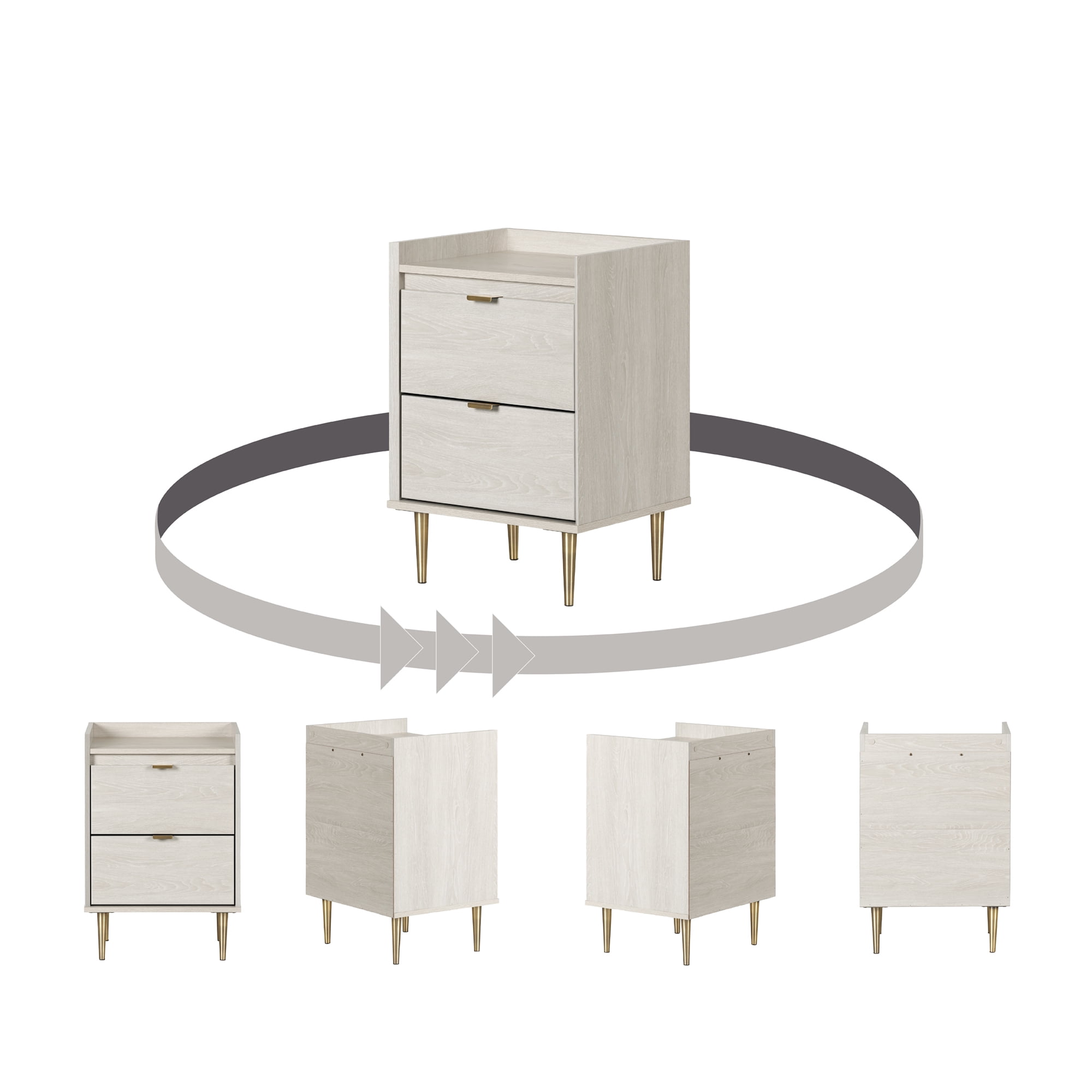 South Shore Hype 2-Drawer Nightstand for Adult, in Winter Oak