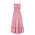 thumbnail image 1 of Vestido largo GRACE KARIN, sin mangas, dobladillo con volantes, color rosa playa S, 1 of 7