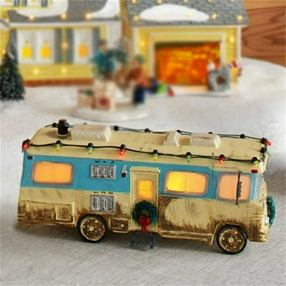 HLONK National Lampoon Christmas Vacation Griswold Holiday House Christmas Vacation Snow Village Lighted Building Decoration Griswold Holiday Garage Xmas Village Houses Gifts Decoration