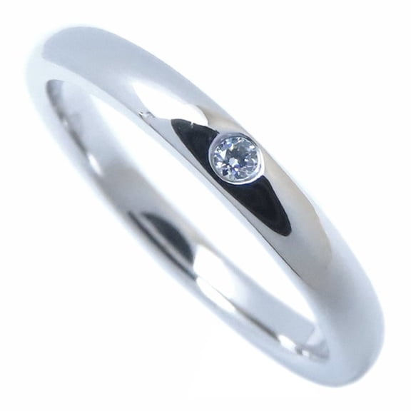 Pre-Owned TIFFANY & Co. Elsa Peretti Stacking Band Ring with Diamond, Pt950 Platinum,... (Good)