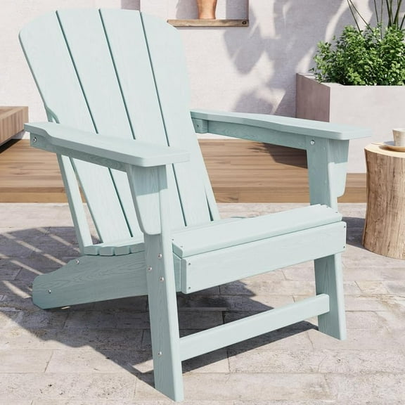 Modern HDPE Plastic Adirondack Chair - Oversize 380LB Poly Lumber Weather Resistant Firepit Chair - Outdoor Patio Chairs , Backyard, Lawn, Deck, Pool, Porch - Light Blue