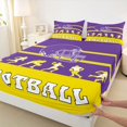 thumbnail image 3 of jejeloiu Rugby Game Gamer Twin Sheet Sets,Football Sport Theme Twin Fitted Sheet,Purple Yellow Flat Sheet For Boys Teens,Luxury Bedroom Decor,3 Pieces, 3 of 7