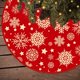 thumbnail image 2 of Cubierta roja para árbol de Navidad con copos de nieve, cubierta tradicional de abeto de felpa, falda redonda tradicional para árbol de Navidad, para decoración navideña, decoración de Año, 2 of 5