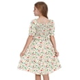thumbnail image 2 of Actgleam Girls Summer Dress Kids Floral Print Puff Sleeve Cute Square Neck A-Line Midi Sundress,Colorful Floral,7-8Y, 2 of 8