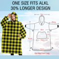 thumbnail image 4 of Oversized Wearable Blanket Hoodie,Yellow Black Checkerboard Checkered Pattern Sherpa Blanket Hoodie with Super Pockets,Super Warm Fuzzy Pullover for Women & Men, 4 of 6