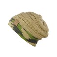 thumbnail image 2 of NYFASHION101 Warm Soft Stretch Cable Knit Camo Cuff Slouchy Beanie - Camel, 2 of 3